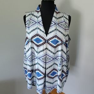 3x Aztec print sleeveless blouse.